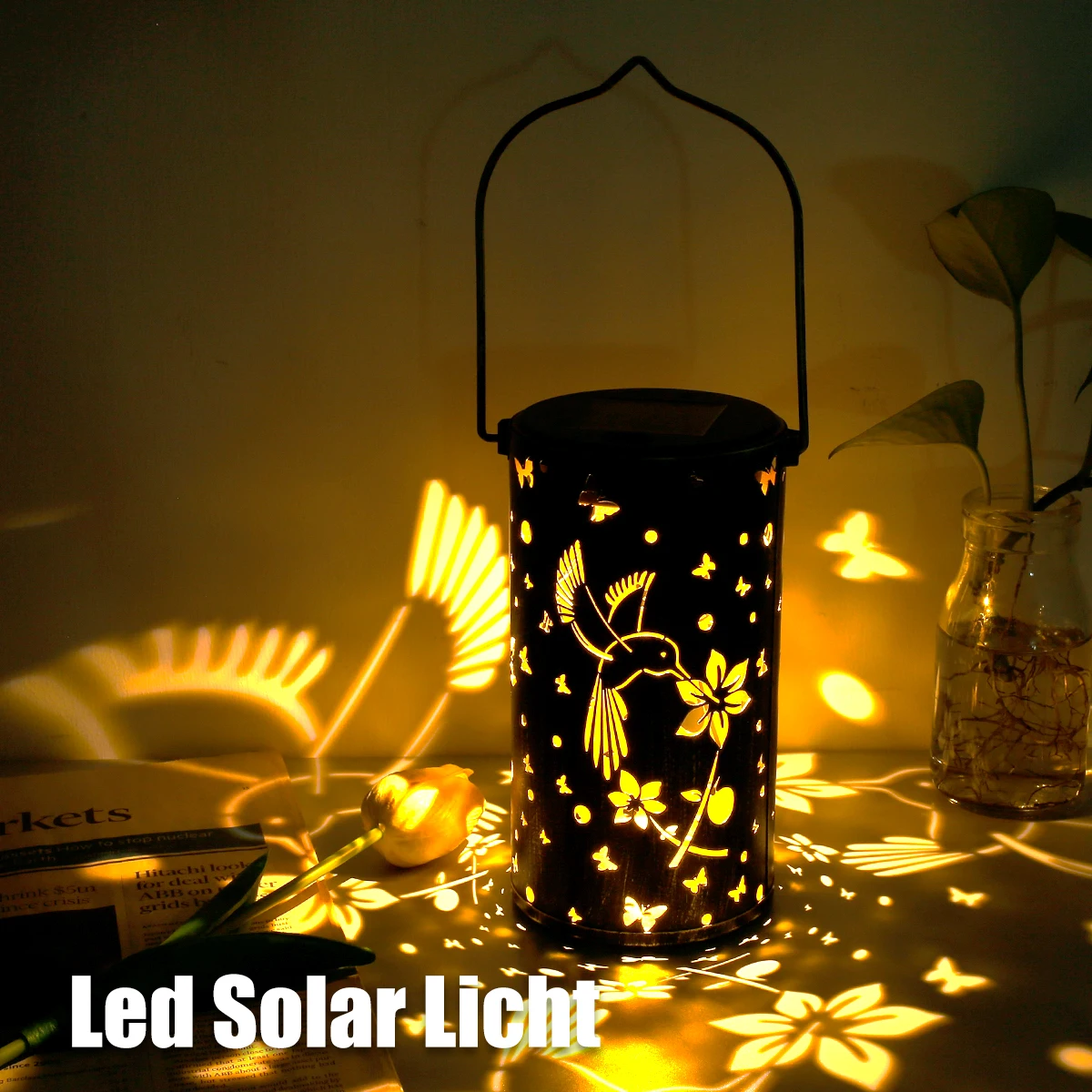 Motýľ Tieň Slnečné Svetlo Vonkajšie Nepremokavé Solárne Lampy Retro Solárne Svietidlo Projekcie Svetla Solárne záhradné svetlo Vonkajšie dekor Obrázok 3