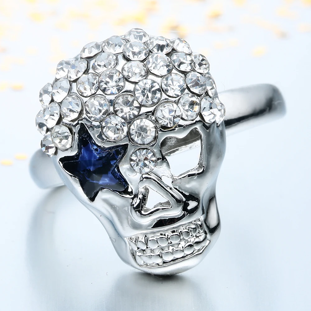 2017 šperky Lebky prst prsteň pre lady spevnené zirkón luxusné ženy, Svadobné Zásnubný Prsteň star oko dizajn, šperky, prstene Obrázok 1