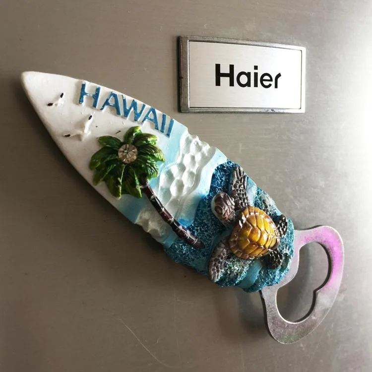 Americký Havaj Kreatívne Cestovné Suveníry, Troch-dimenzionální Tichom Vietor Dekoratívne Remesiel Otvárač Magnetické Chladnička Magnet Obrázok 1