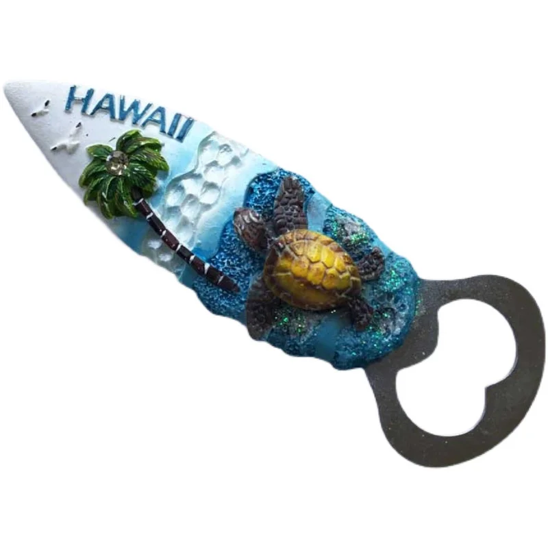 Americký Havaj Kreatívne Cestovné Suveníry, Troch-dimenzionální Tichom Vietor Dekoratívne Remesiel Otvárač Magnetické Chladnička Magnet Obrázok 4