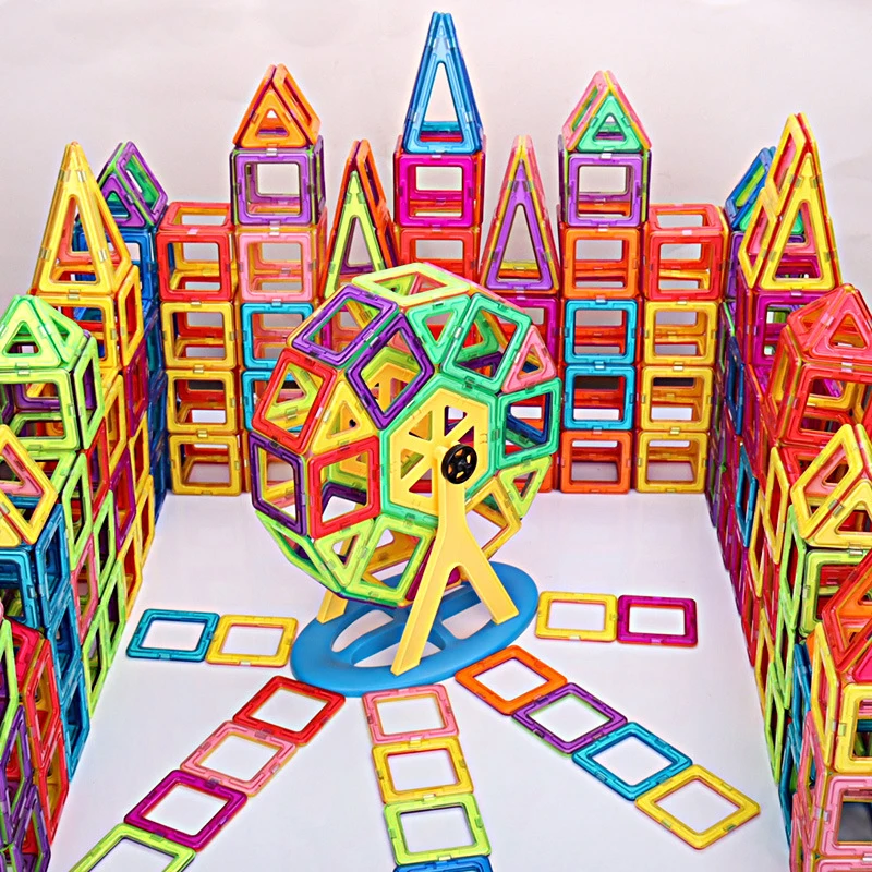 Veľká Veľkosť Magnetického Štvorec Trojuholník Deti Magnet Stavebné Bloky Príslušenstvo Vzdelávacie Constructor Hračka Pre Deti, Letné Dary Obrázok 2