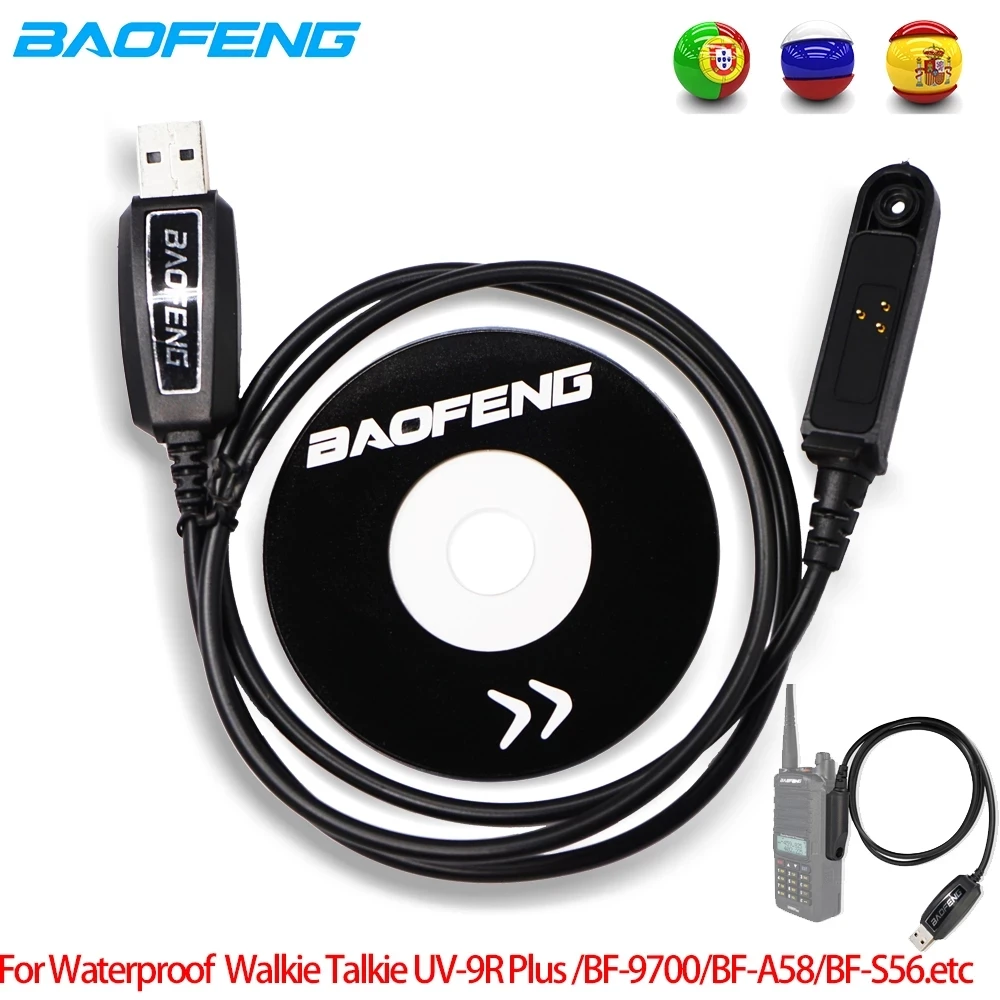 Pôvodné Programovanie USB Kábel a CD so Softvérom pre Baofeng Walkie Talkie UV9RPlus Nepremokavé Radu Kenwood Wouxun Súpravy Príslušenstva Obrázok 0