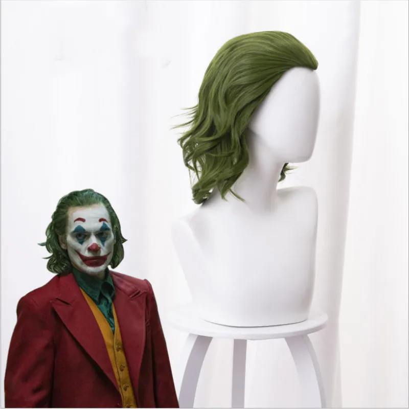 Film Joker Pôvodu Klaun Joker Parochňu Cosplay Kostým Joaquin Phoenix Arthur Fleck Kučeravé Zelená Tepelne Odolných Syntetických Vlasov Obrázok 0