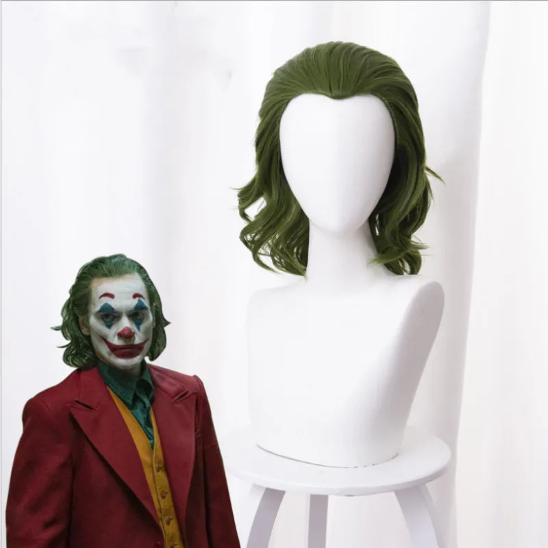 Film Joker Pôvodu Klaun Joker Parochňu Cosplay Kostým Joaquin Phoenix Arthur Fleck Kučeravé Zelená Tepelne Odolných Syntetických Vlasov Obrázok 1
