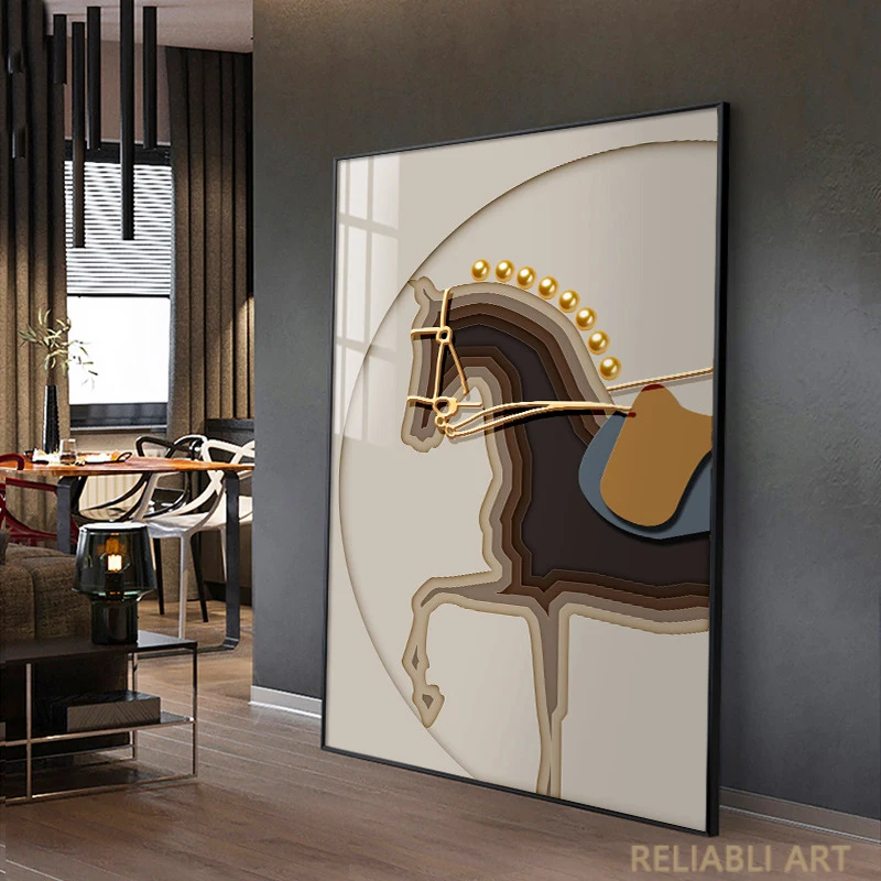 Luxusný Hotel Zvierat Kôň Moderné Nordic Dekoratívne Plátno Na Maľovanie Umenia, Tlače, Plagát, Obraz Na Stenu Škôlky, Obývacia Izba Domova Obrázok 0
