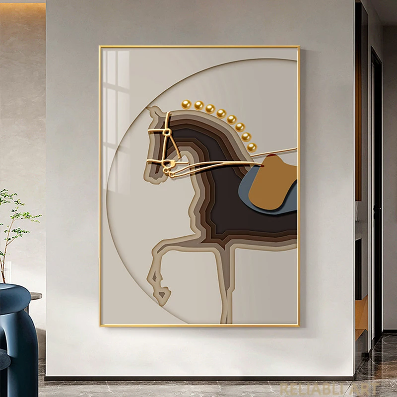 Luxusný Hotel Zvierat Kôň Moderné Nordic Dekoratívne Plátno Na Maľovanie Umenia, Tlače, Plagát, Obraz Na Stenu Škôlky, Obývacia Izba Domova Obrázok 3