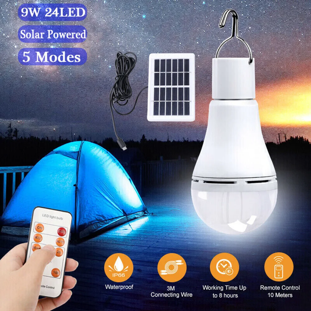 Prenosné LED Solárne Lampy 7W 9W Nabití solárnou Energiou Svetla Panel Powered Núdzové Žiarovka Pre Vonkajšie Záhradné Camping Stan Rybolov Obrázok 0
