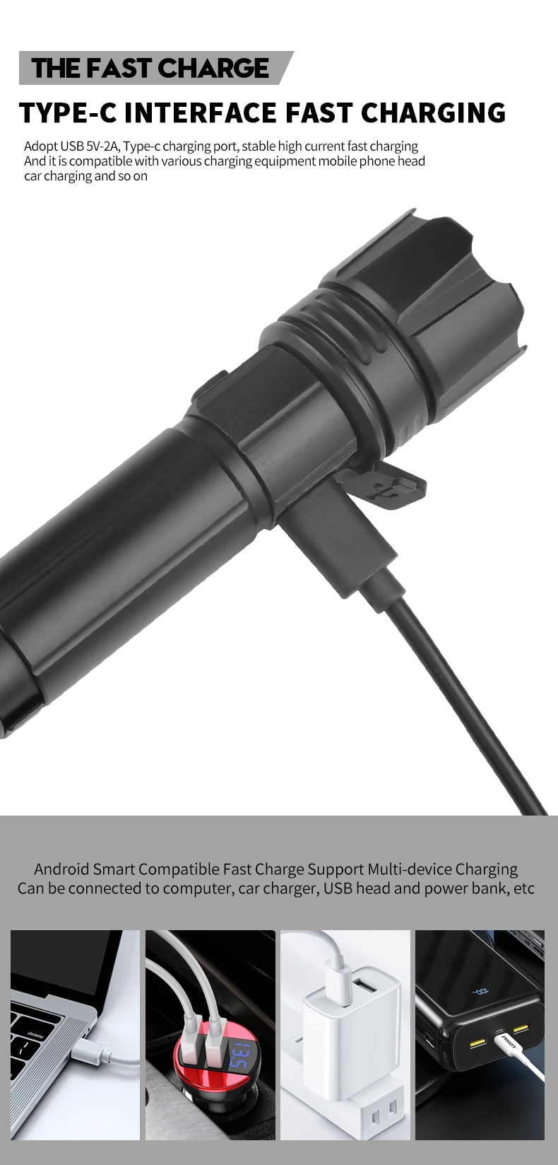 MINI XHP50 LED Baterka Použiť 14500 Batérie Podporu Zoom 5 Svetelné Režimy, Vodotesný, Baterka, Vhodné pre dobrodružstvo, kempovanie a pod. Obrázok 4