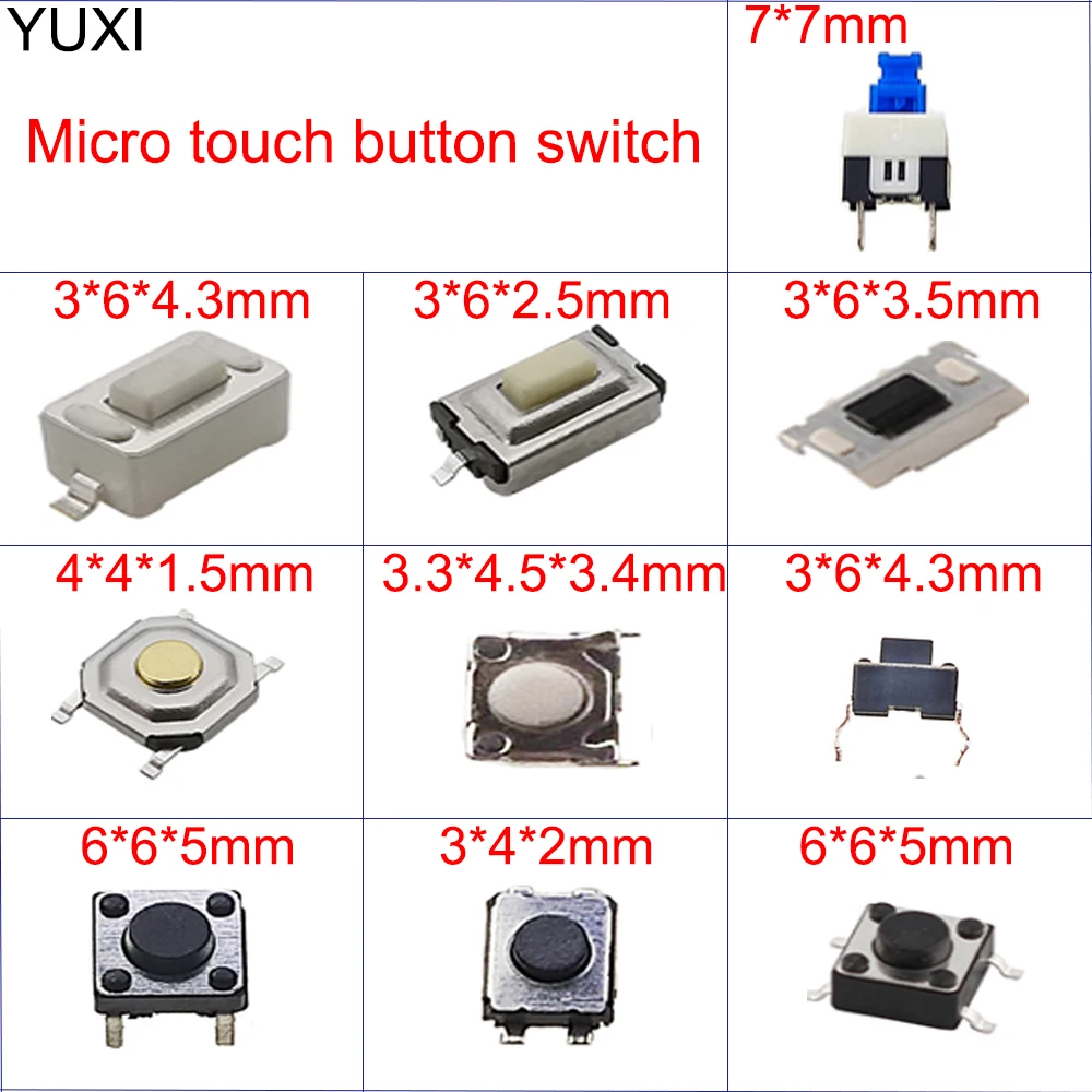 YUXI 10PCS 10 Typov Dotykové Tlačidlo Dotknite sa Prepnúť Vzdialené Tlačidlá Tlačidlo Microswitch DIY Nástroj Príslušenstvo Obrázok 1