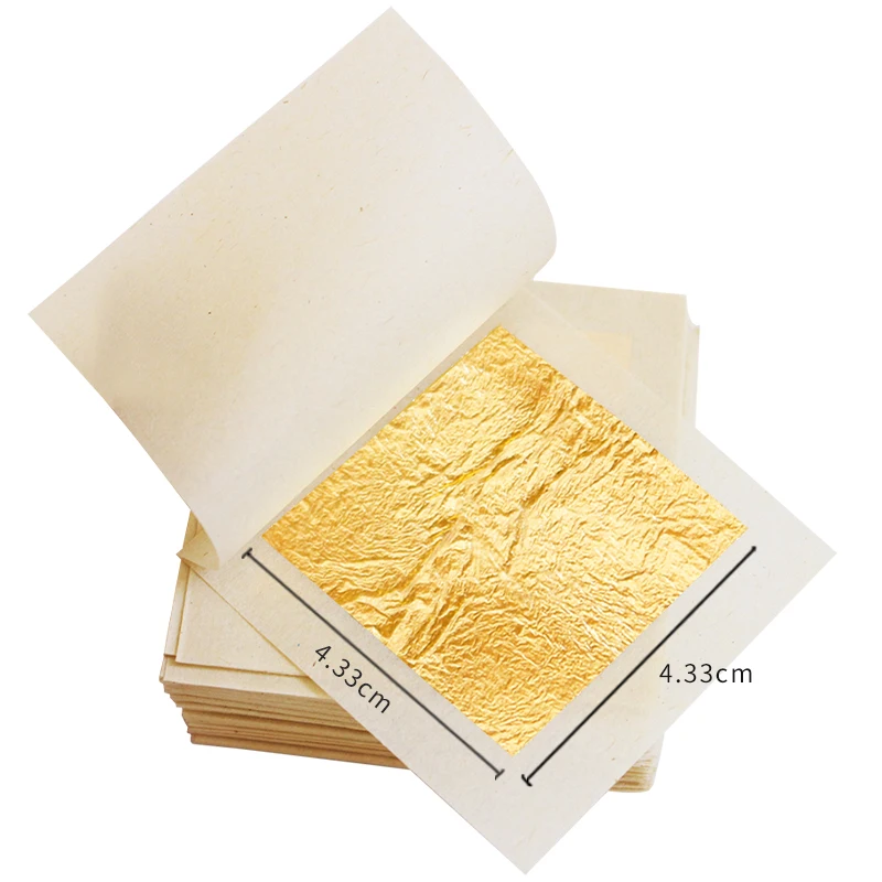 24K Gold Leaf Reálne Zlatej Fólie 10pcs 4.33x4.33 cm pre Umelecké Remeslá Jedlé Cake Decoration Jedlé Zlato Listový Papier Gilding Obrázok 0