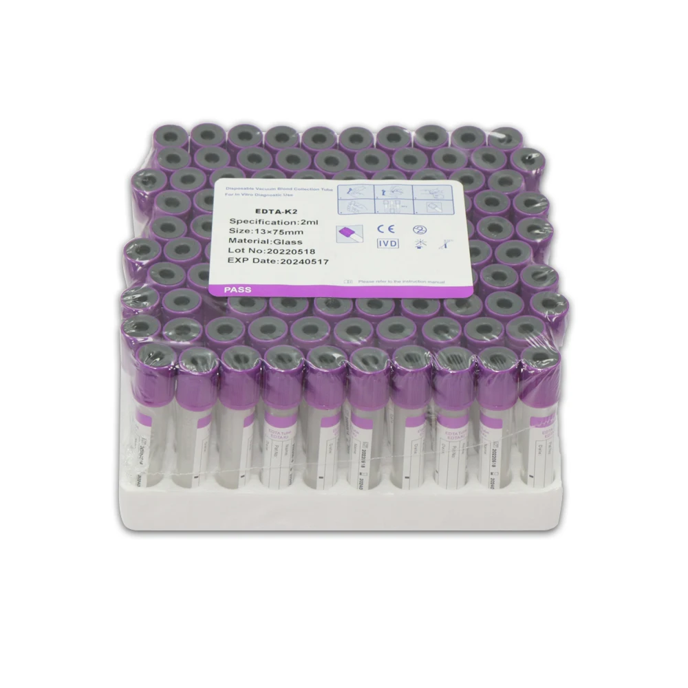 100ks EDTA K2 Jednorazové Sterilné Vákuové Skúmavky na odber Krvi Na Laboratórne A Nemocnice Obrázok 5