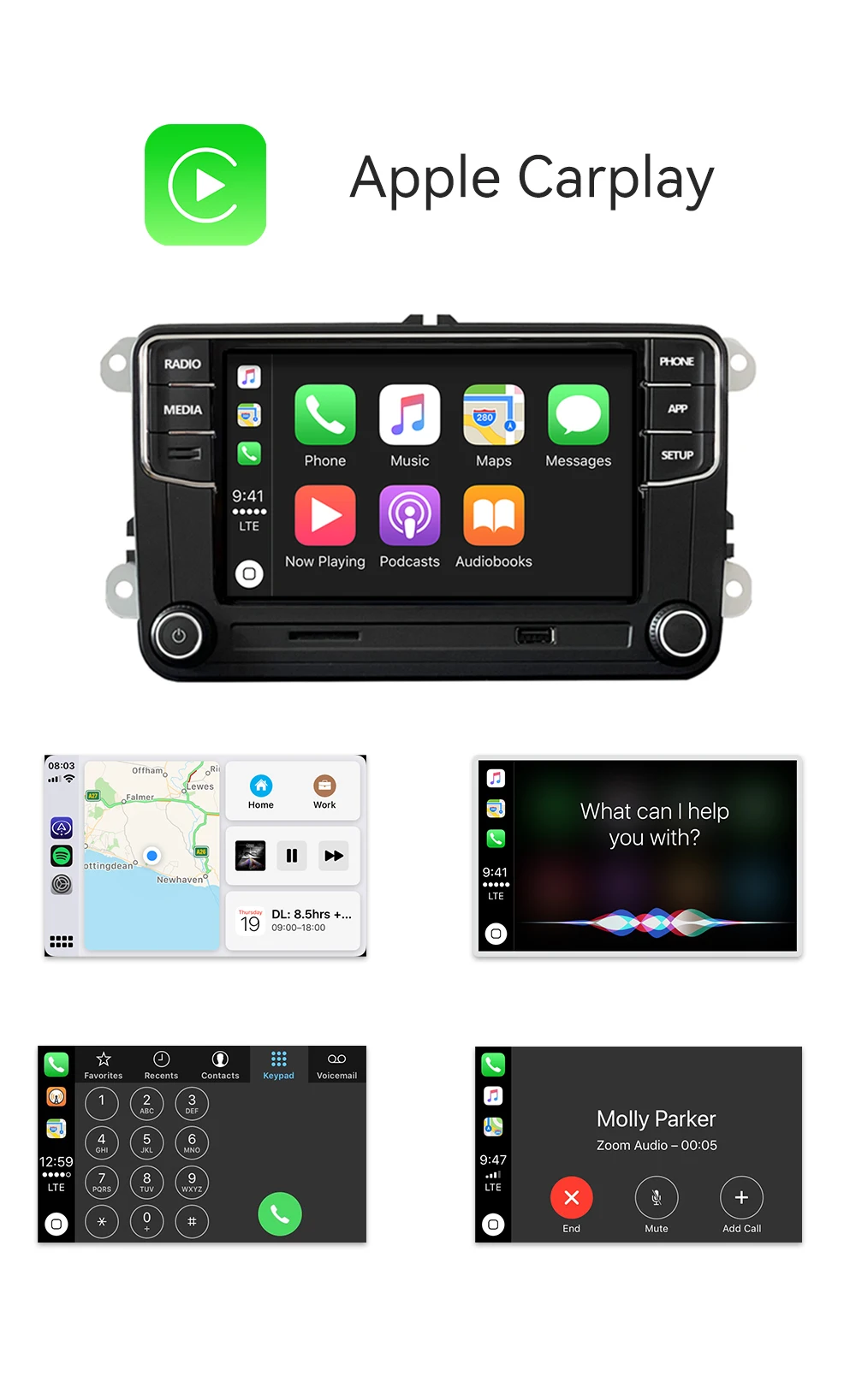 Autorádio 2 Din S Displejom Android Auto Carplay Bluetooth Nové MQB 19D 035 280 NONAME RCD360 PRO 19D035280 Pre VW MQB POLO 6C Obrázok 5