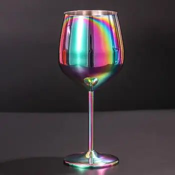 500 ml Vína Sklo Farebné Kovy Víno Pohár Na Bar Strany Ocele Anti-drop Jednej Vrstve Šampanské Fire Koktailového pohára
