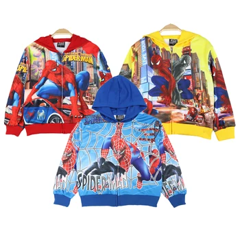Disney Nový Chlapec Bunda Zimné Oblečenie na Jeseň detské Kapucí Deti Kabát Dieťa Anime Deti Výlet Oblečenie Spiderman Superhrdina