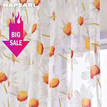 NAPEARL 1 Panel Okna Skríning Balkón Hotový Výrobok Vyhorenia Dizajn Kvet Tylu Opony pre Obývacej izby, Kuchyne, Slnečnice